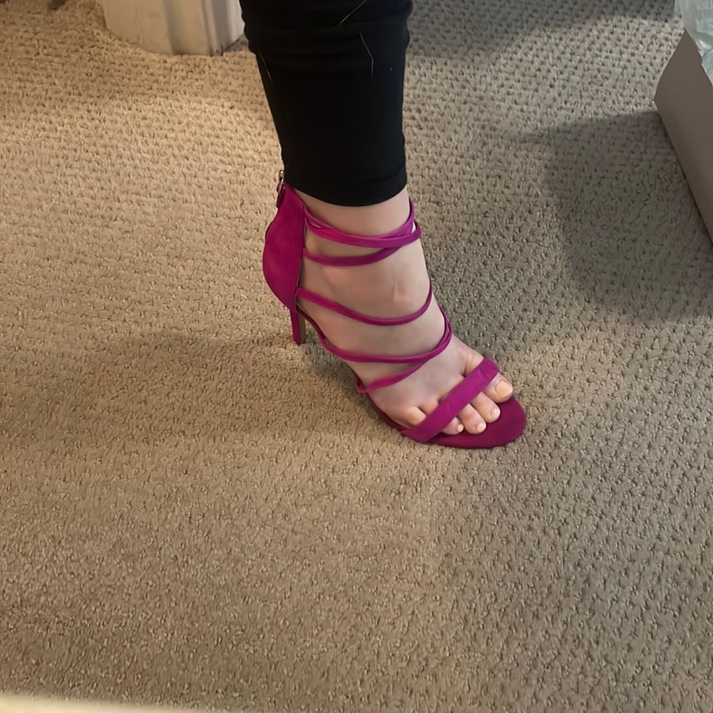 BP magenta suede strappy heels
